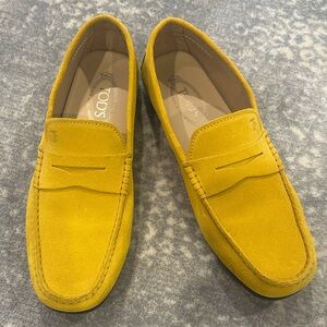 TODS MUSTARD GOLD MENS DRIVERS SIZE 9 FITS LIKE A 10